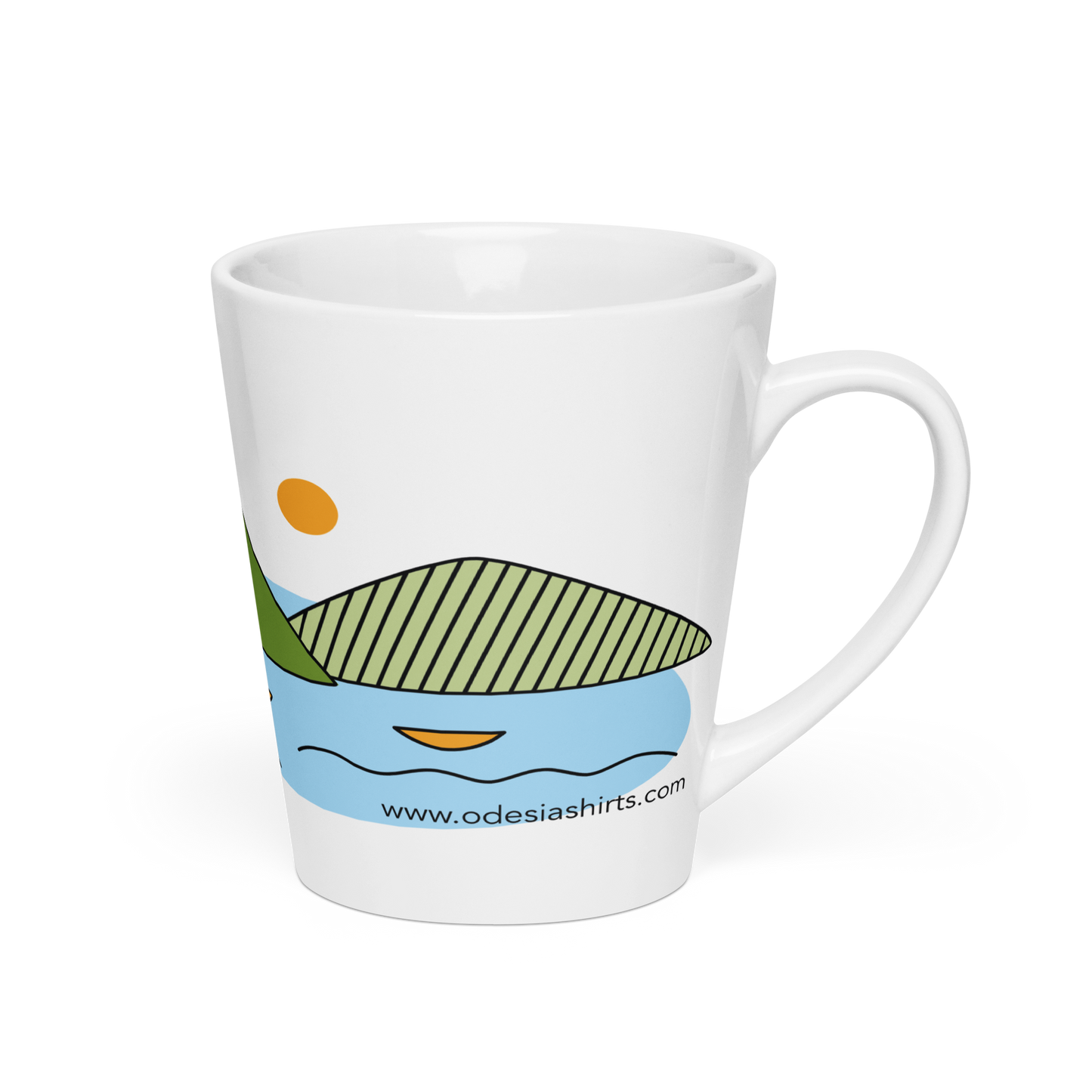Cartoon Landscape Mug Latte Island Design