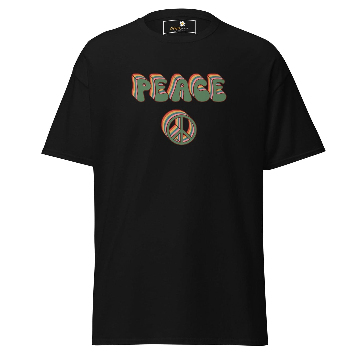 Unisex classic t-shirt - TEXT PEACE - REGULAR - Black / S