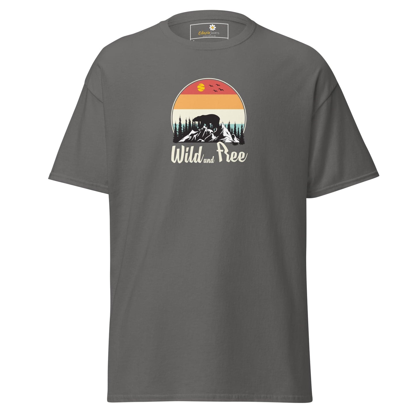 Unisex classic t-shirt - ADVENTURE WILD AND FREE - REGULAR - Charcoal / S