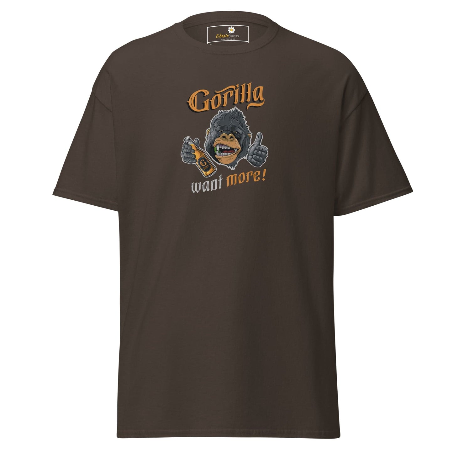 Unisex classic t-shirt - FUN WILD LIFE GORILLA WANT MORE - REGULAR - Dark Chocolate / S