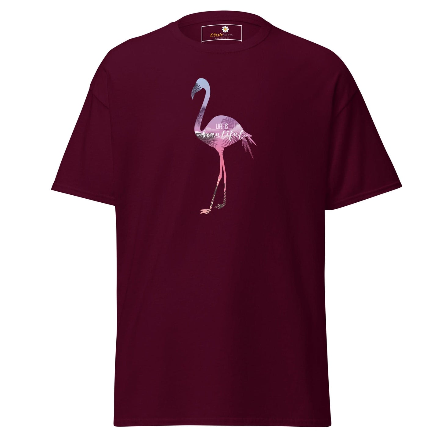 Unisex classic tee - WILD LIFE FLAMINGO - REGULAR - Maroon / S