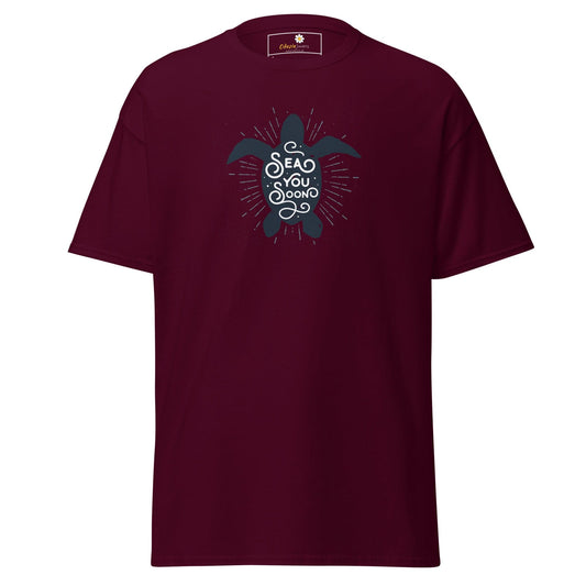 Unisex classic t-shirt - WILD LIFE TORTOISE SEE YOU - REGULAR - Maroon / S