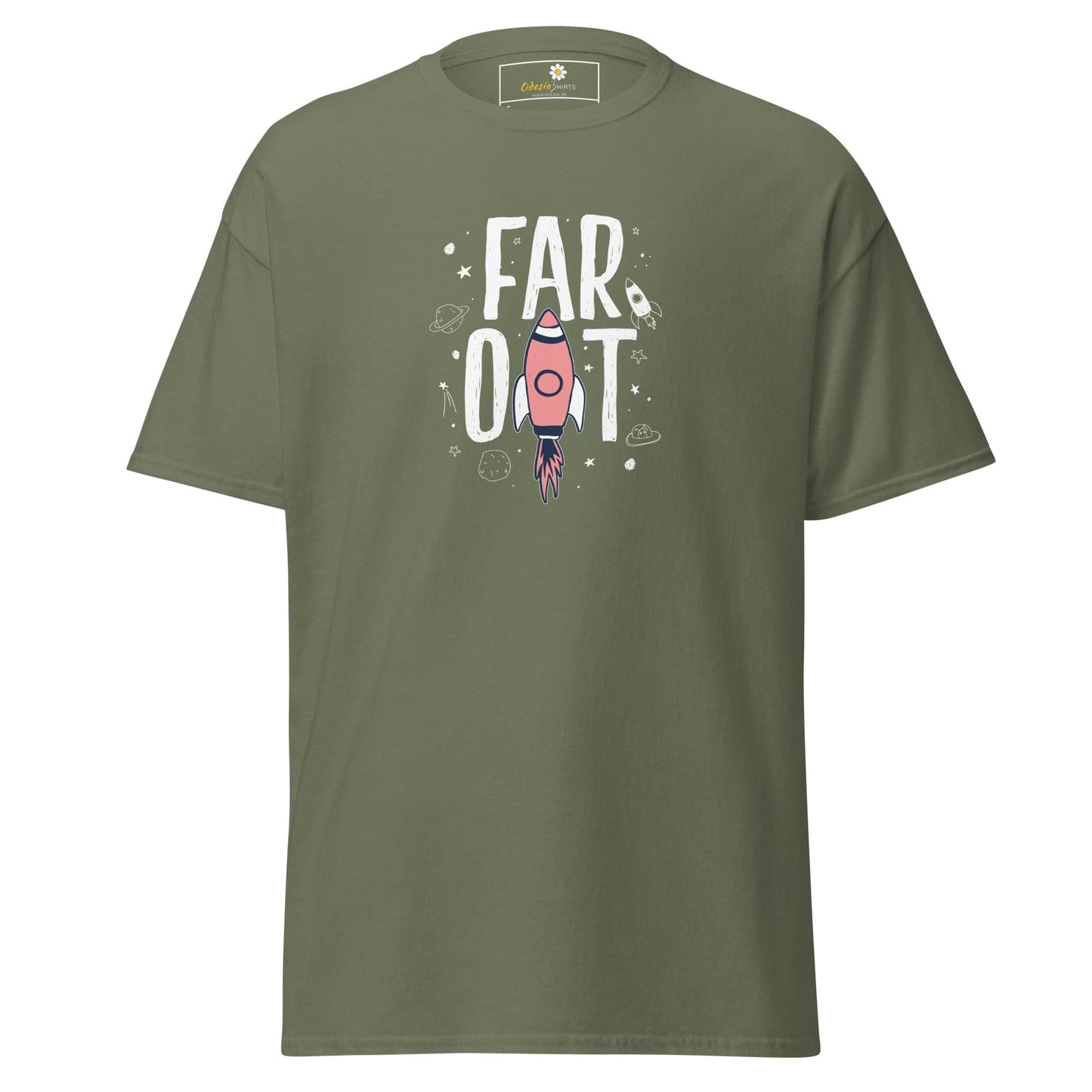 Unisex classic t-shirt - SPACE FAR OUT - REGULAR - Military Green / S