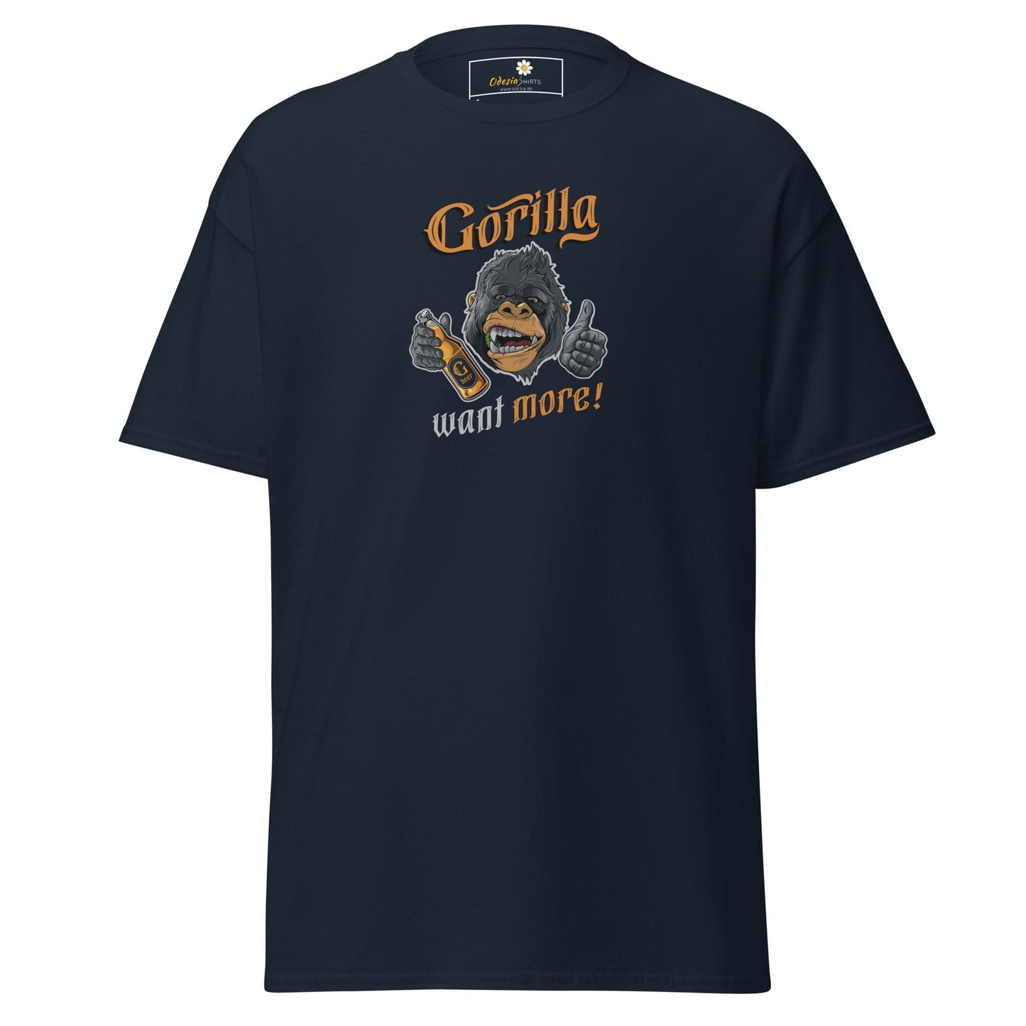 Unisex classic t-shirt - FUN WILD LIFE GORILLA WANT MORE - REGULAR - Navy / S