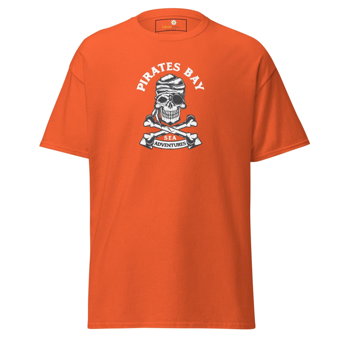 Unisex classic t-shirt - SKULL PIRATES BAY - REGULAR - Orange / S