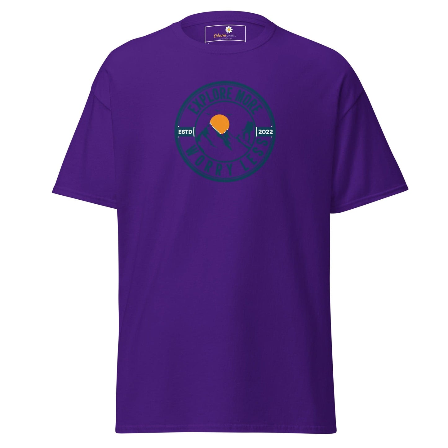 Unisex classic t-shirt - ADVENTURE EXPLORE WORRY LESS - REGULAR - Purple / S
