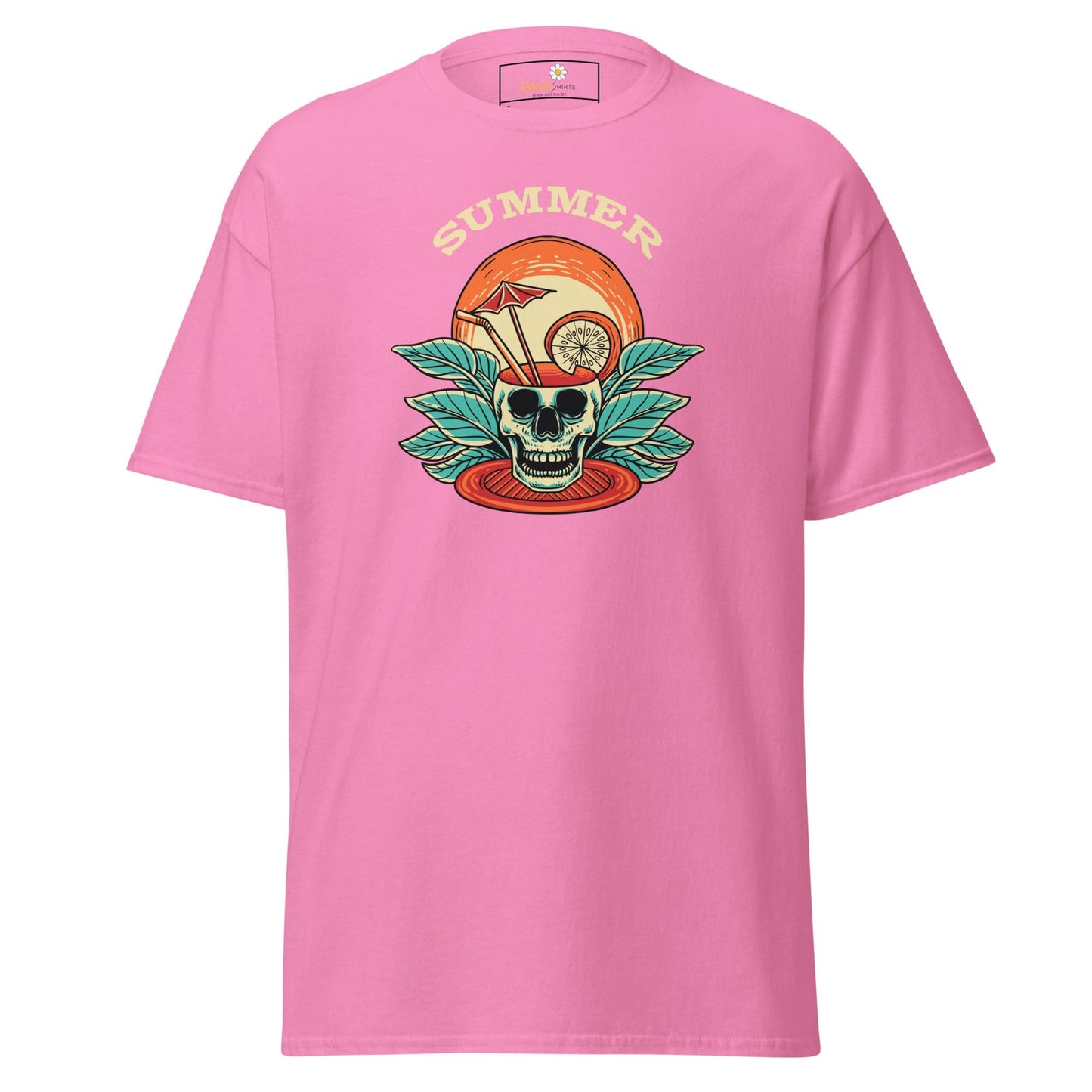 Unisex classic t-shirt - SKULL SUMMER DRINK - REGULAR - Azalea / S