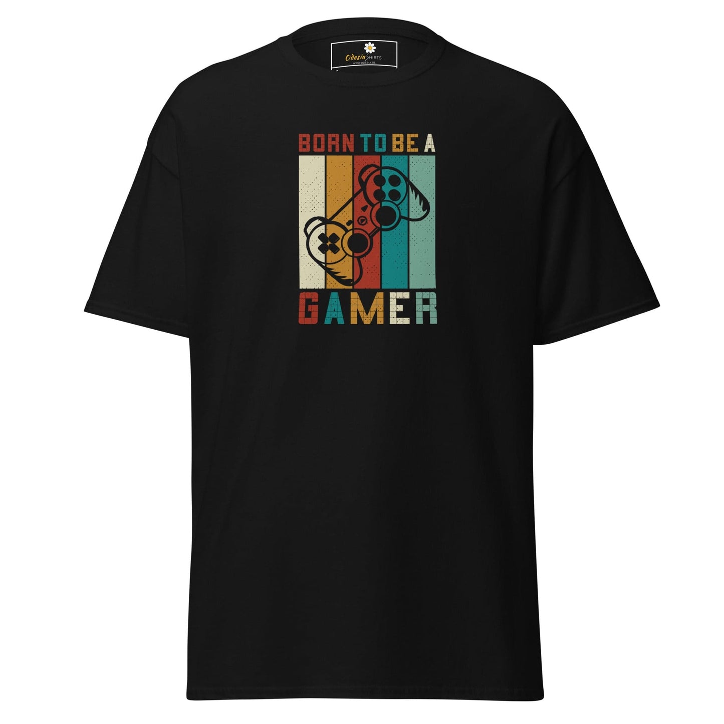 Black T-shirt with gaming controller graphic, suitable for Men and Women sizes S to XL