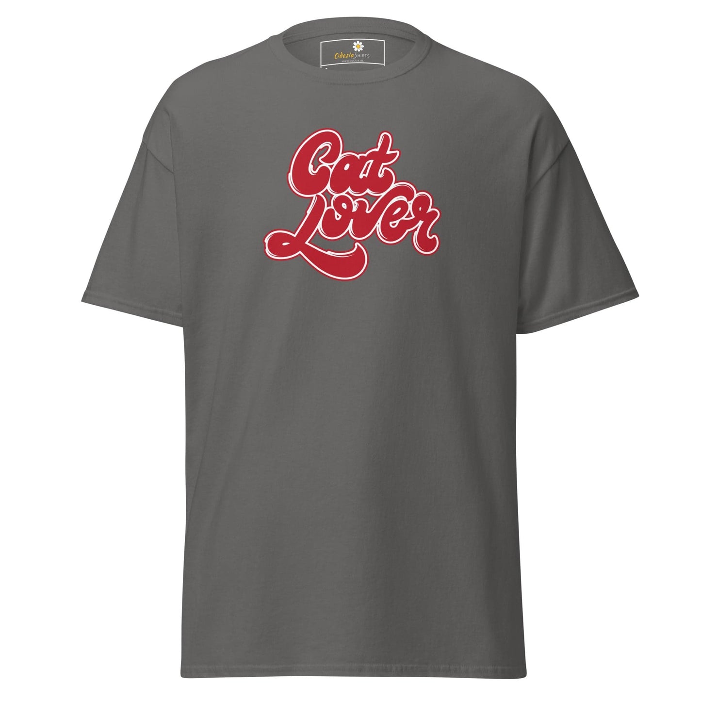 Gray T-shirt with Cat Lover text for men and women S to XL size