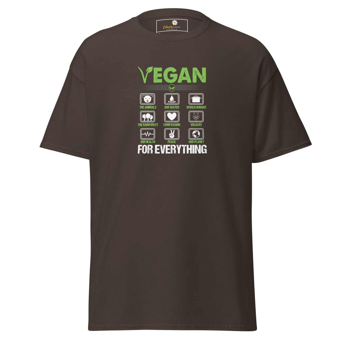 Brown T-shirt with vegan graphic from T-Shirt Design Tee for Men and Women S to XL