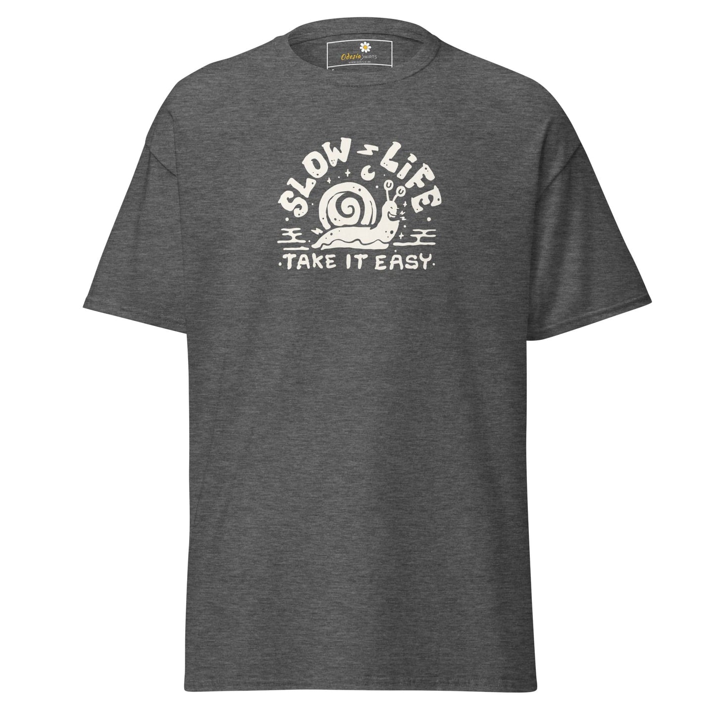 Unisex classic t-shirt - FUN SLOW LIFE EASY - REGULAR - Dark Heather / S