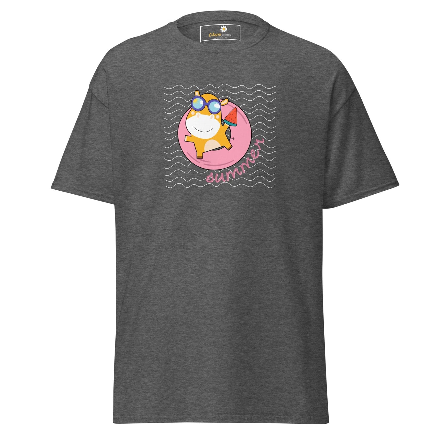 Gray T-shirt with cartoon graphic for Men and Women available in sizes S to XL