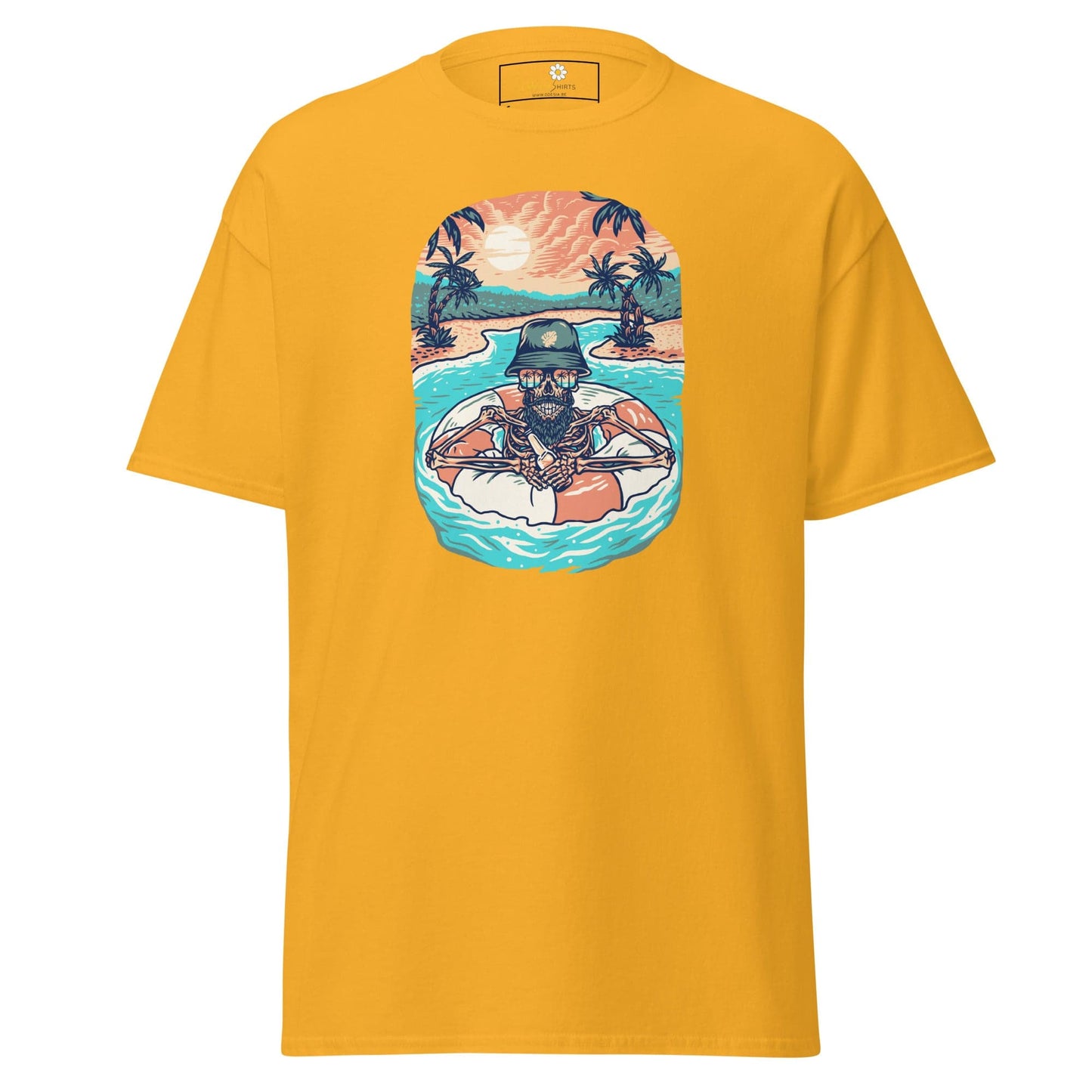 Unisex classic tshirt - SKULL SUMMER POOL - REGULAR - Gold / S
