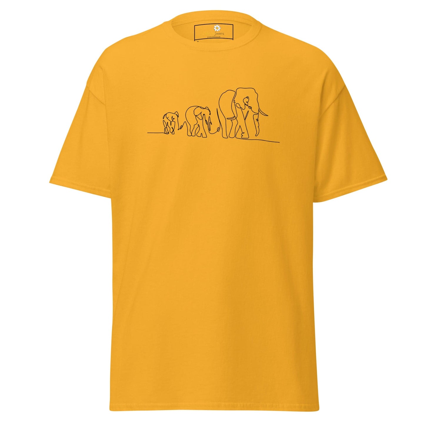Unisex classic t-shirt - WILD LIFE ELEPHANTS IN LINE - REGULAR - Gold / S