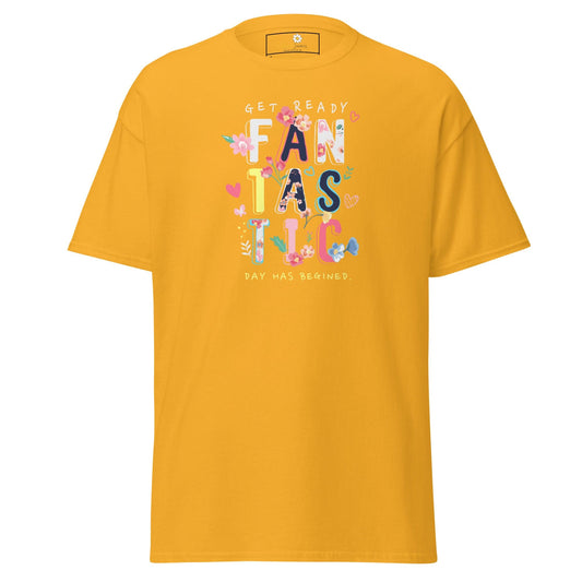 Unisex classic t-shirt - TEXT FANTASTIC DAY - REGULAR - Gold / S