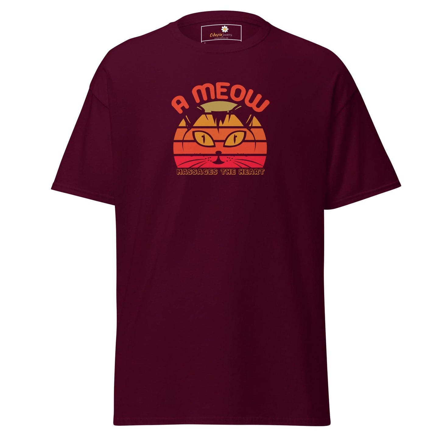 Unisex classic t-shirt - ANIMALS A CAT MASSAGES HEART - REGULAR - Maroon / S