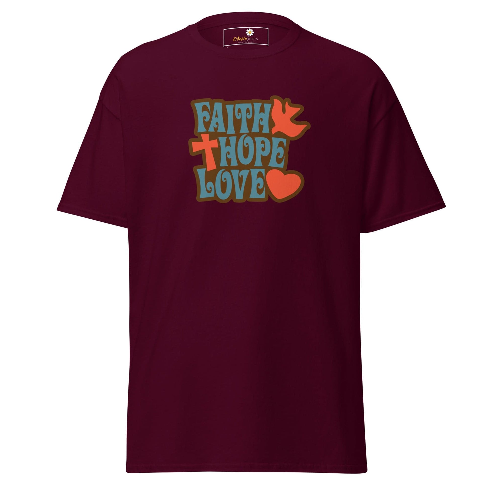 Unisex classic t-shirt - SPIRITUAL FAITH HOPE LOVE - REGULAR - Maroon / S