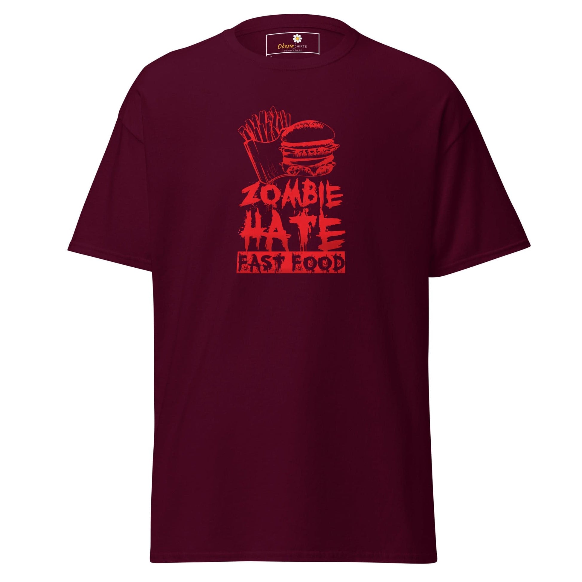 Unisex classic t-shirt - SPOOKIE ZOMBIE HATE FASTFOOD - REGULAR - Maroon / S