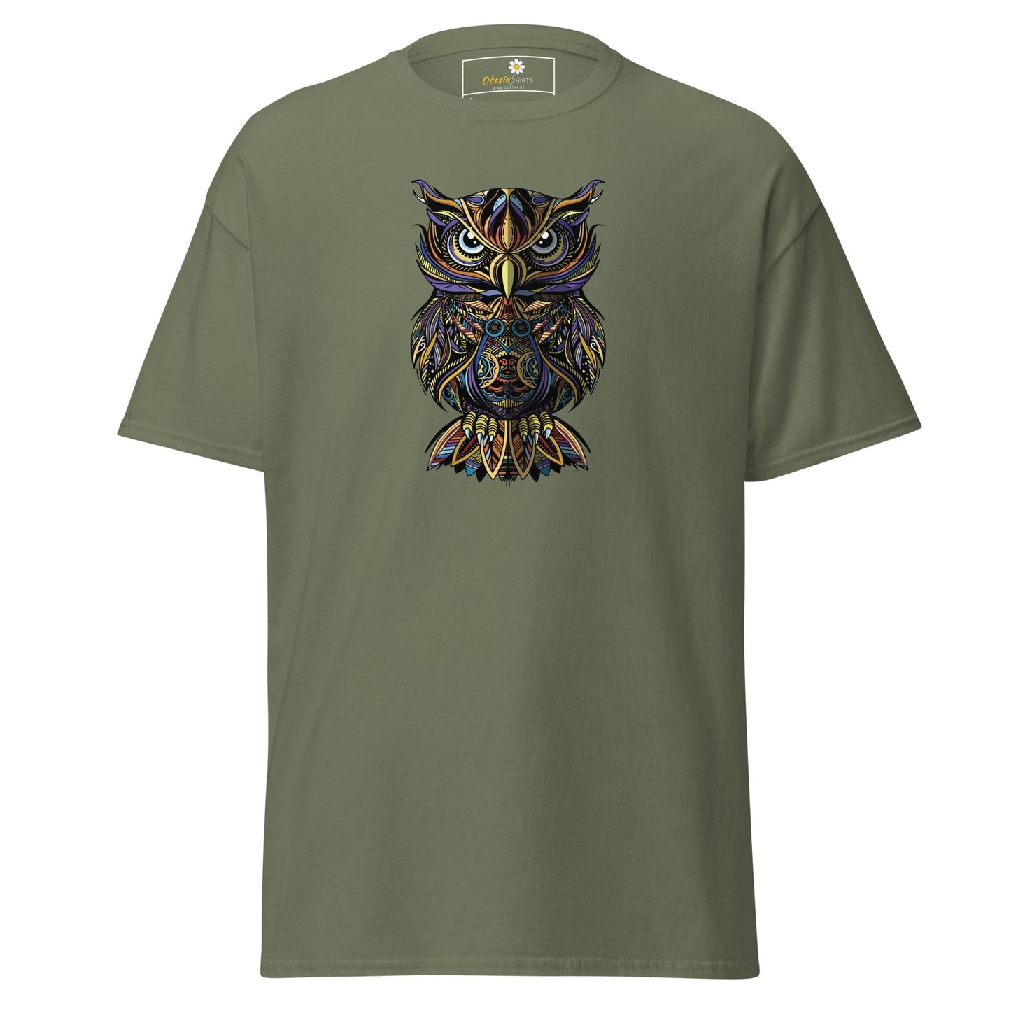 Unisex classic t-shirt - WILD LIFE ABSTRACT OWL - REGULAR - Military Green / S