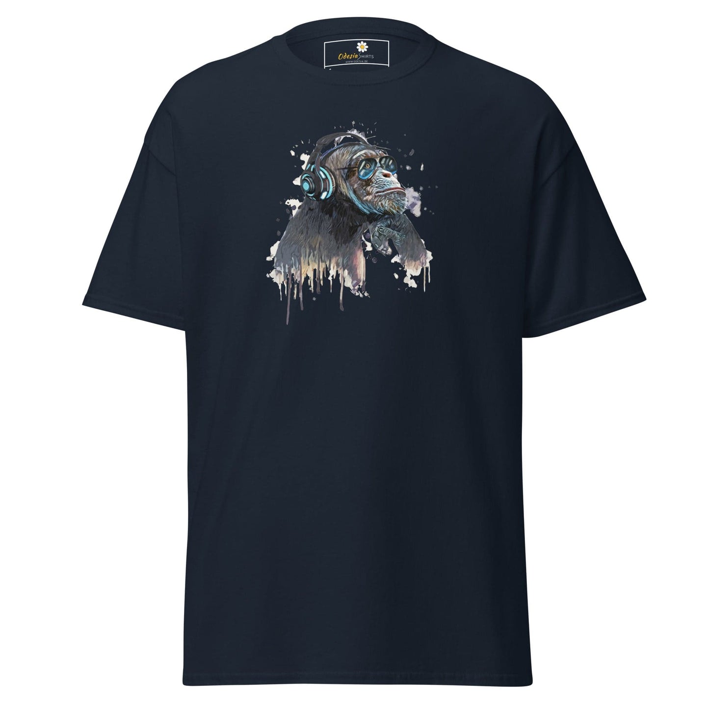 Navy T-shirt with monkey graphic from T-SHIRT DESIGN TEE for Men and Women sizes S to XL