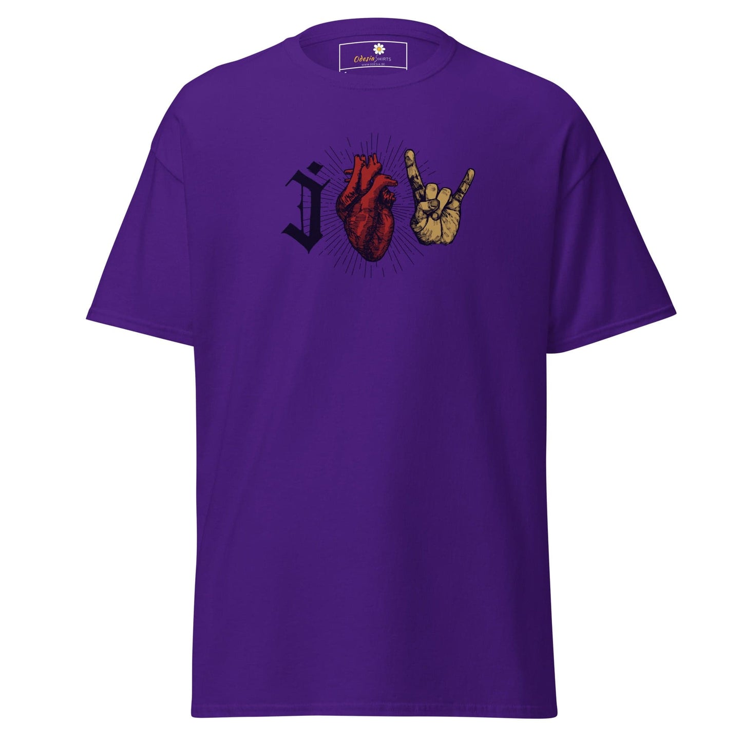 Unisex classic t-shirt - MUSIC I LOVE ROCK AND ROLL - REGULAR - Purple / S