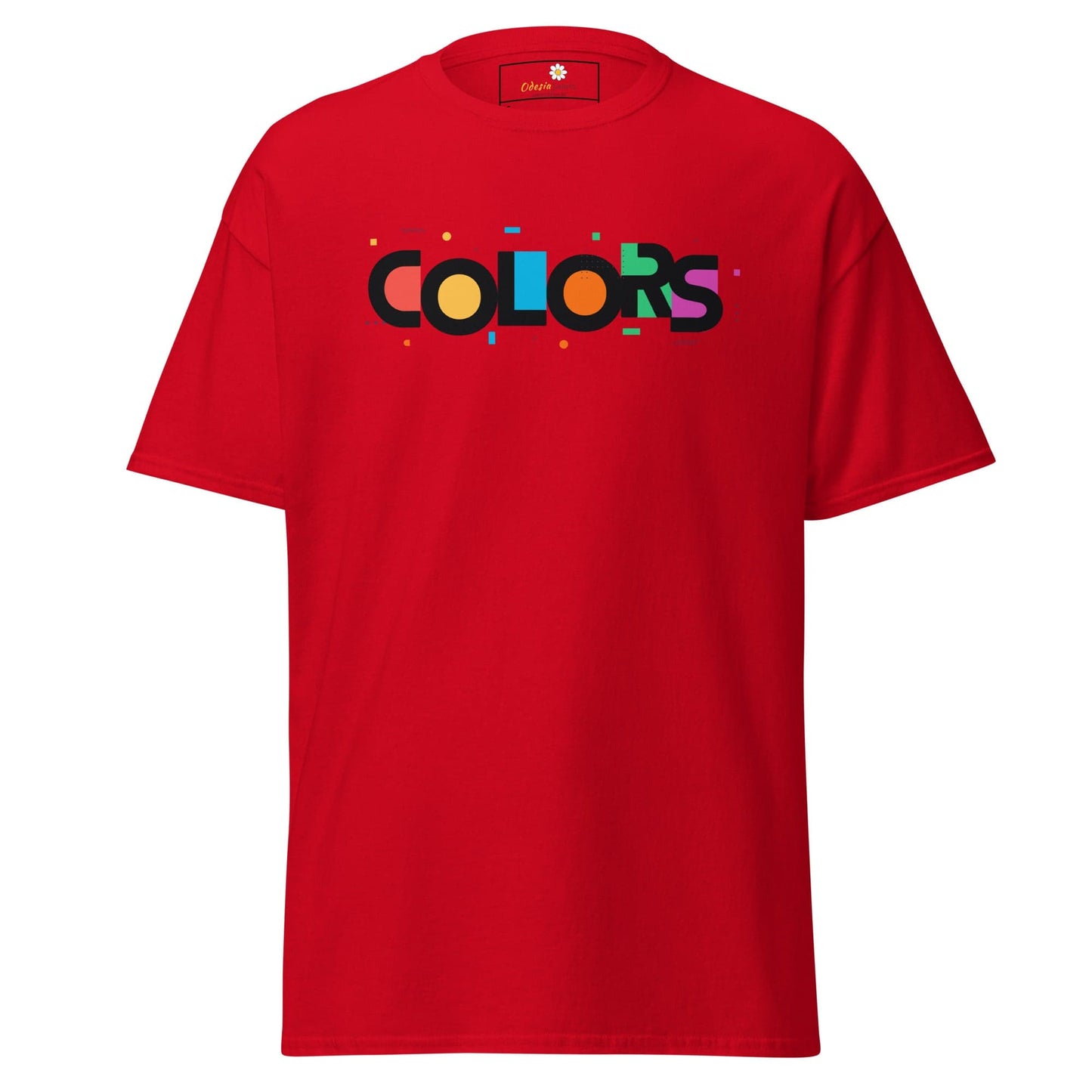 Red T-shirt with COLORS graphic from T-SHIRT DESIGN TEE for Men and Women