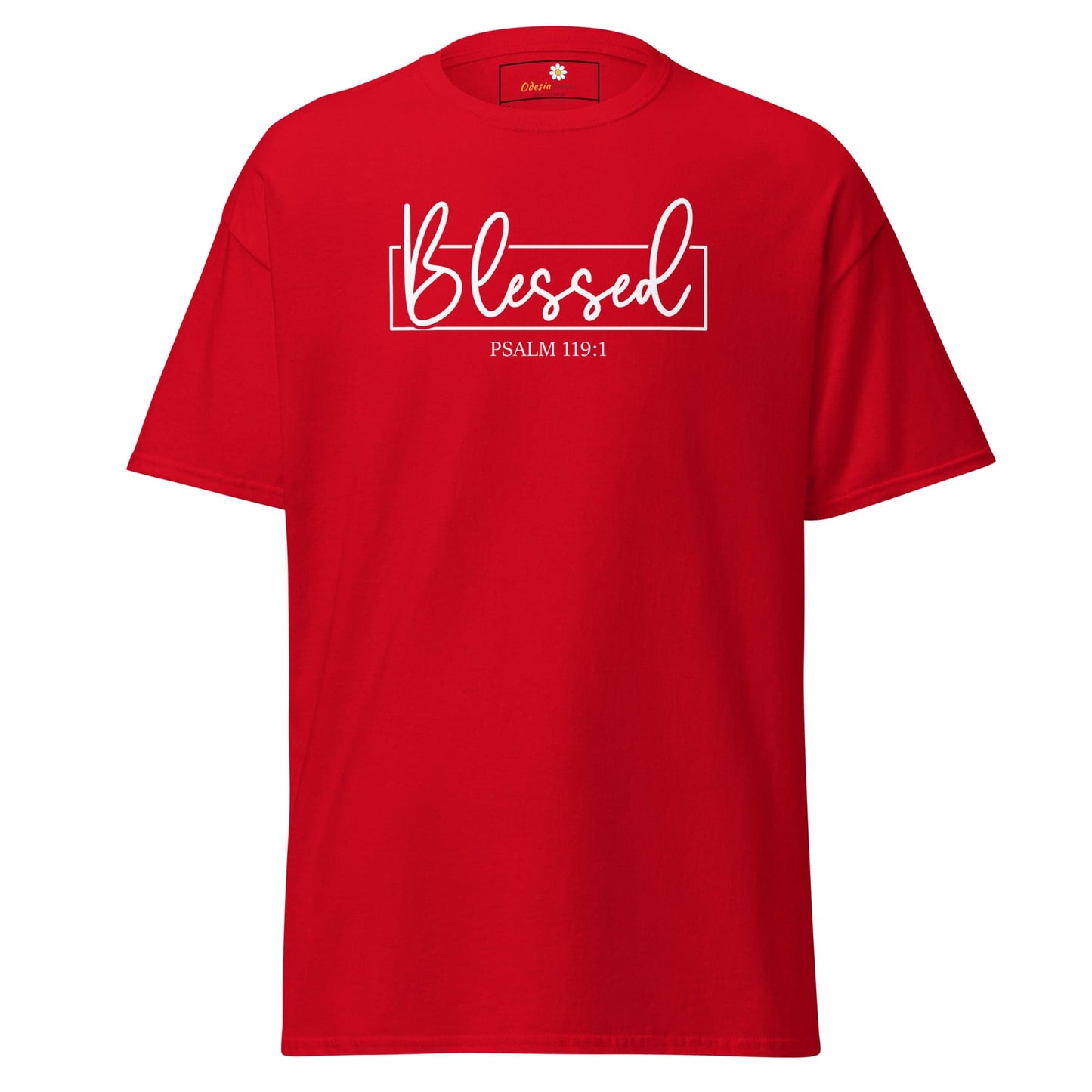 Red T-shirt with Blessed graphic for Men and Women in S to XL size