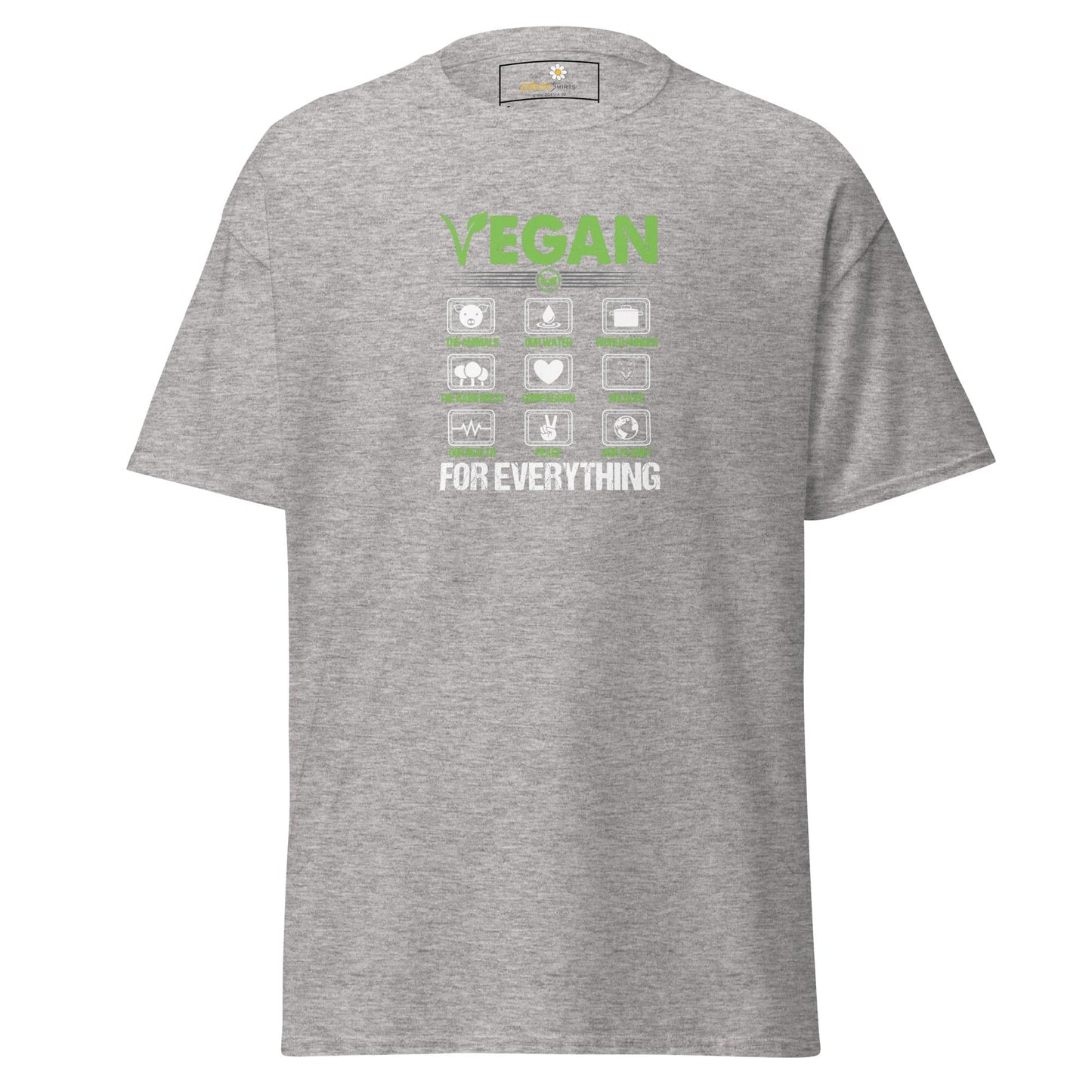 Gray T-shirt with vegan graphic displayed in T-SHIRT DESIGN TEE MAN WOMAN S-XL