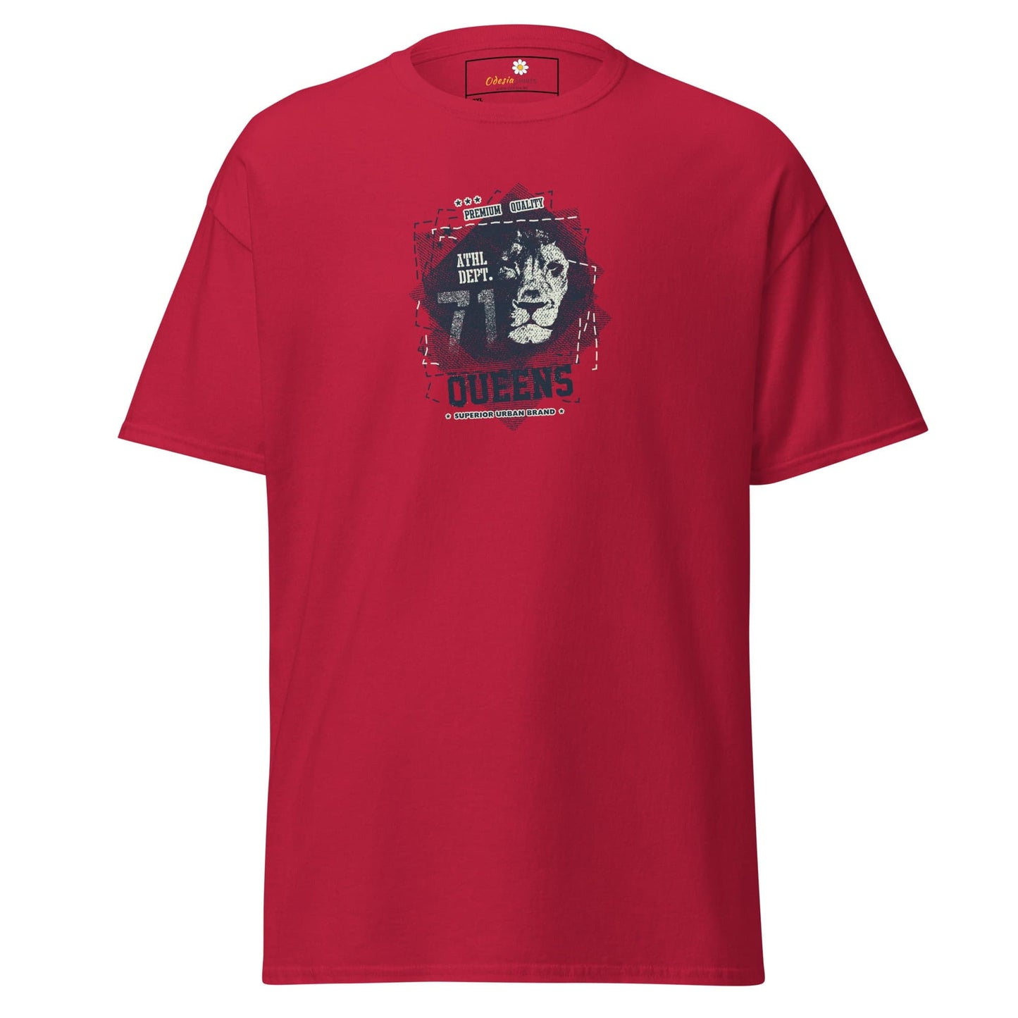 Red graphic T-shirt for men and women in sizes 2XL to 5XL with modern design