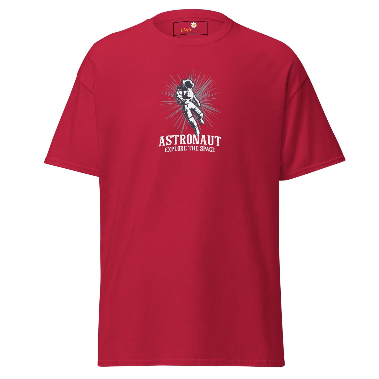 Red T-shirt with astronaut graphic from T-SHIRT DESIGN TEE for Men and Women in 2XL to 5XL