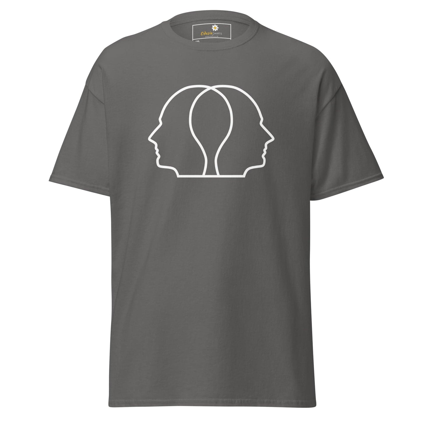 Gray T-shirt with white face outline design, available in 2XL to 5XL sizes