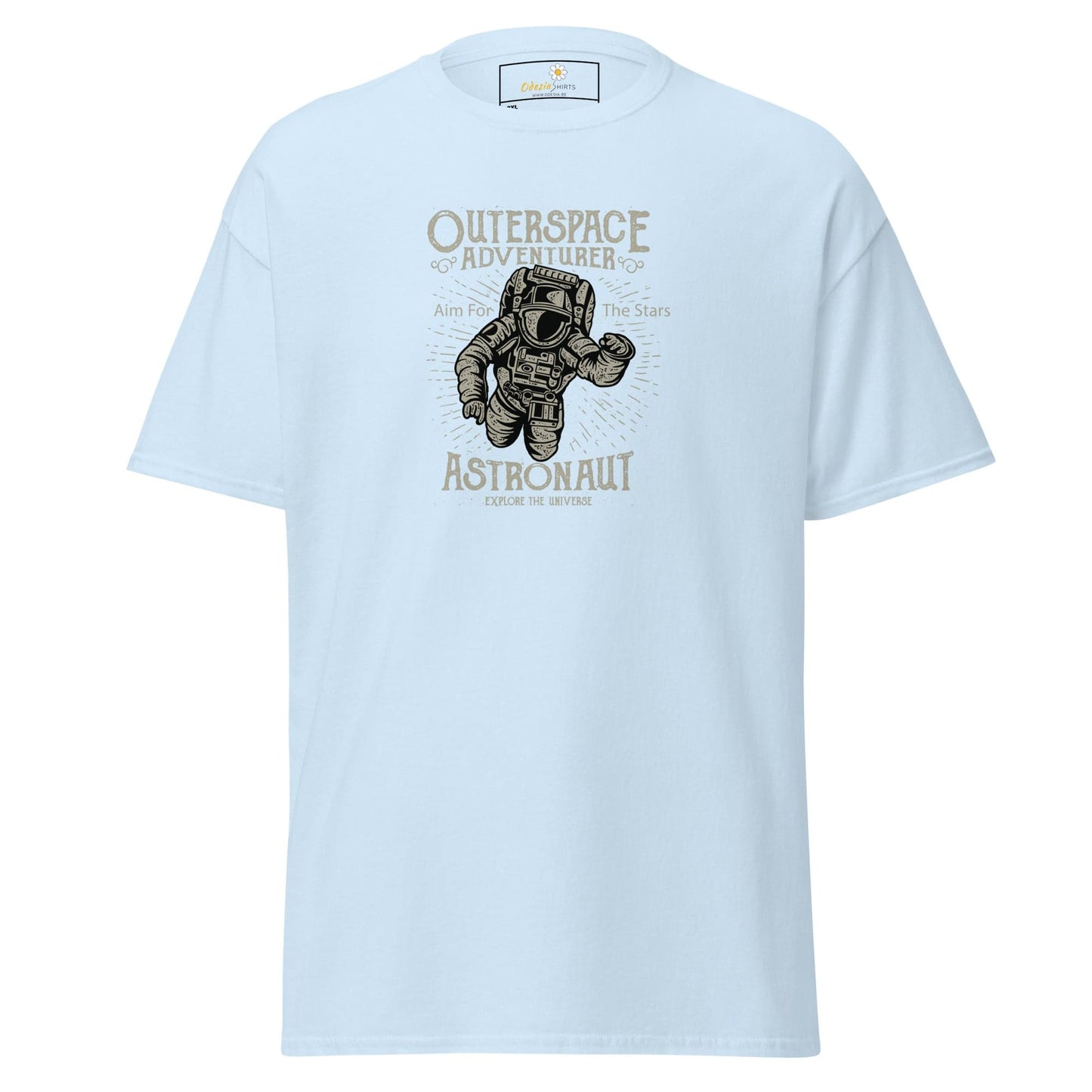 Light blue t-shirt with astronaut graphic.