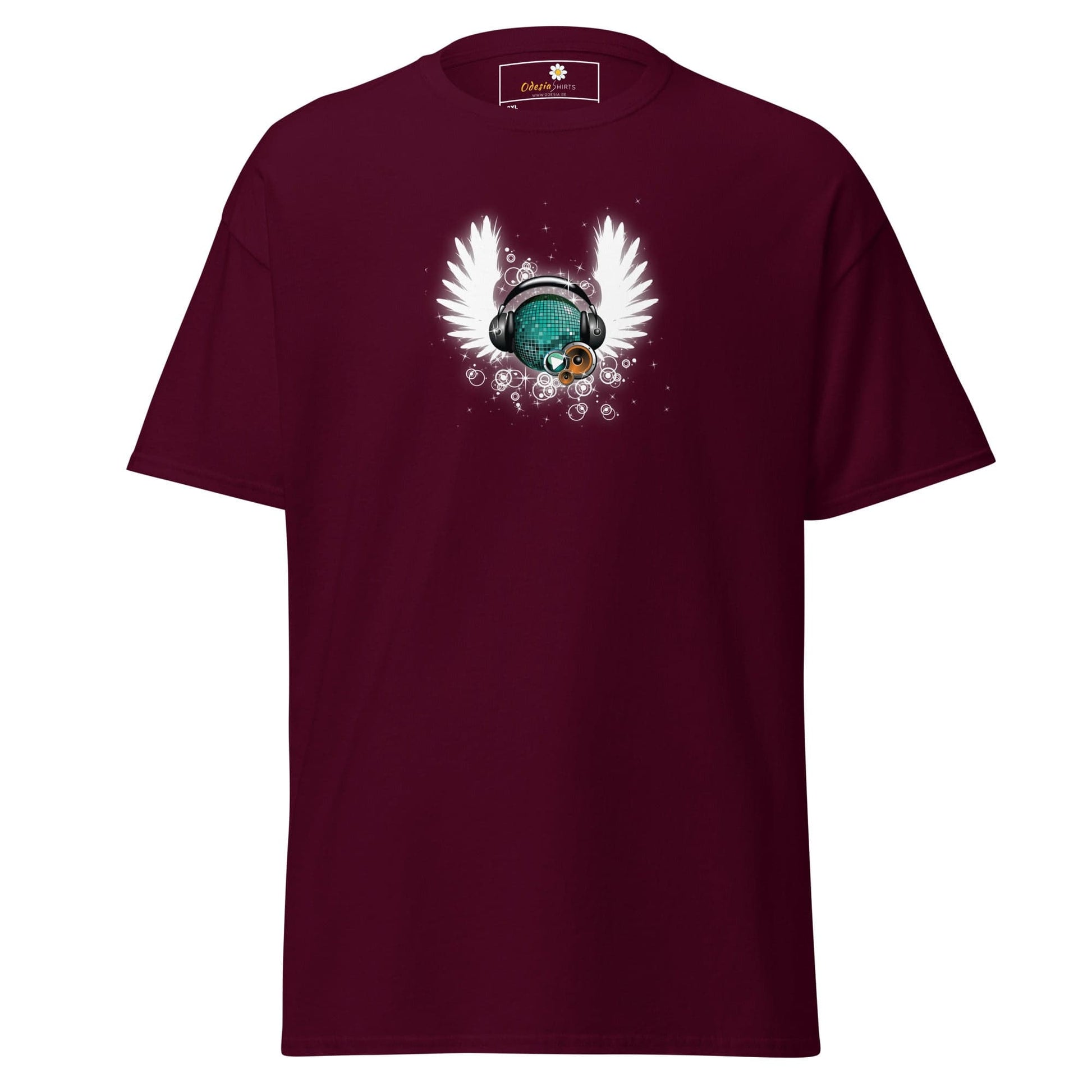 Maroon T-shirt with graphic design for men and women in 2XL to 5XL sizes