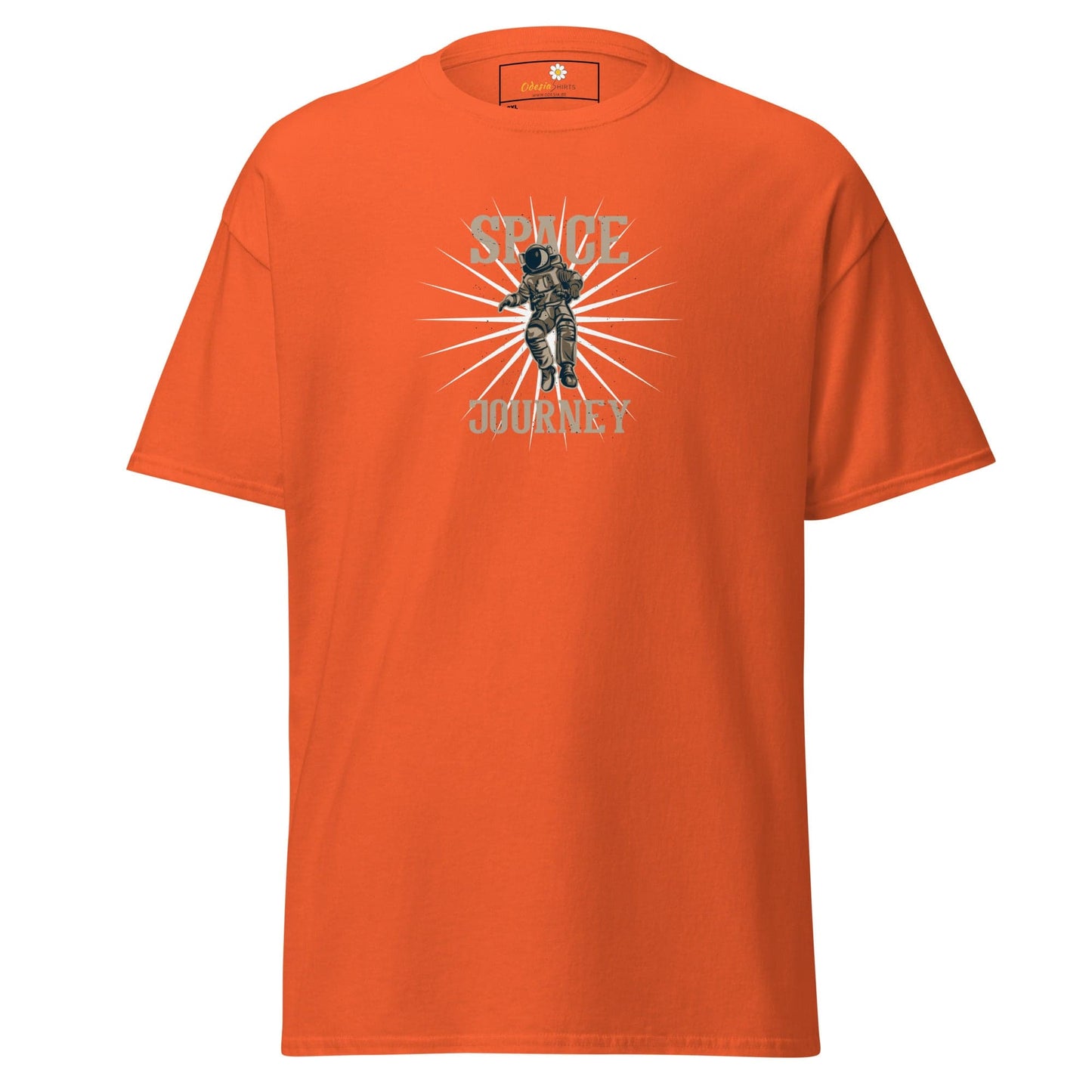 Orange T-shirt with astronaut graphic from T-SHIRT DESIGN TEE for Men and Women in size 2XL to 5XL