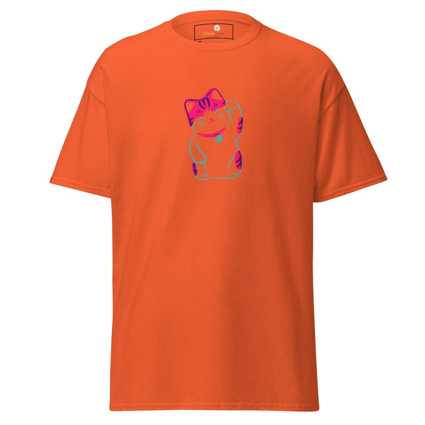 Orange T-shirt with Cat Graphic from T-SHIRT DESIGN TEE for Men and Women in 2XL-5XL size