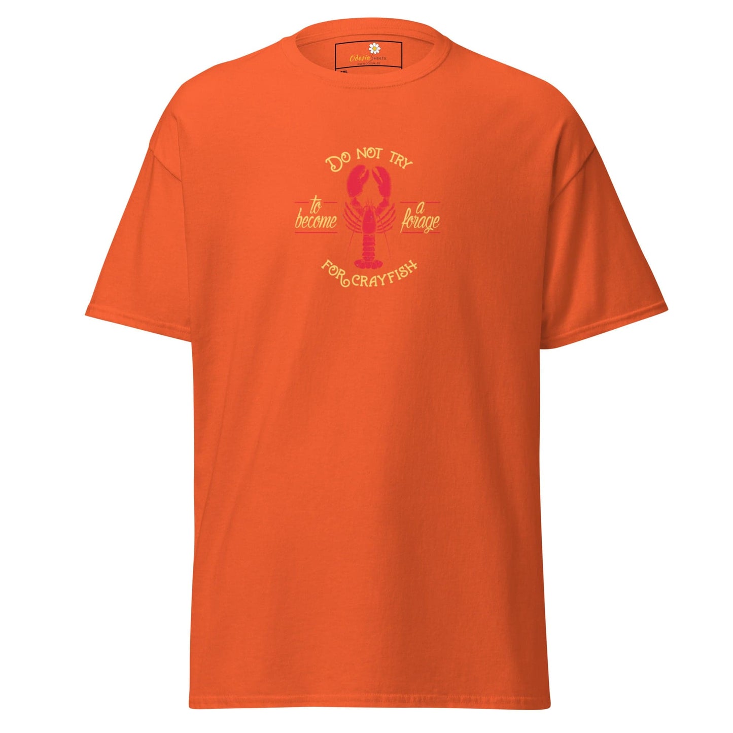 Orange T-shirt with crayfish graphic from T-SHIRT DESIGN TEE for Men and Women