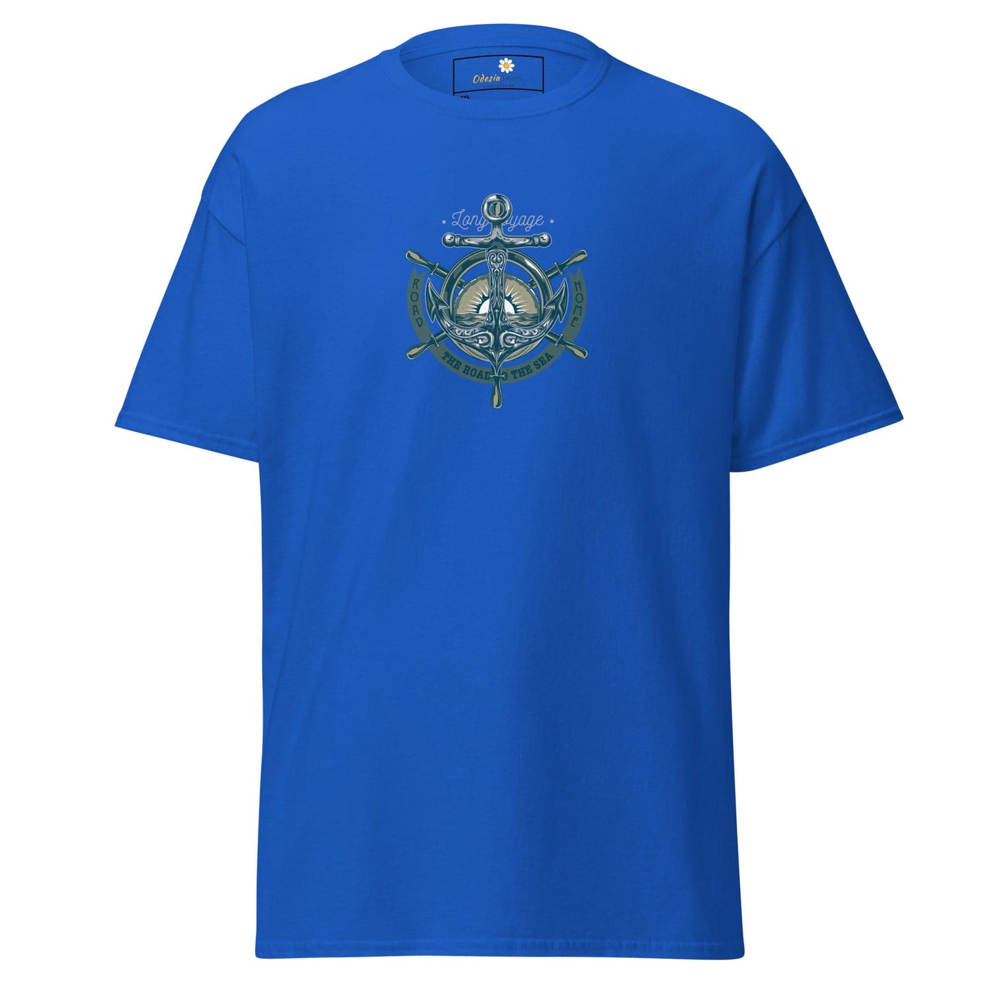 Blue T-shirt with nautical design for men and women in sizes 2XL to 5XL