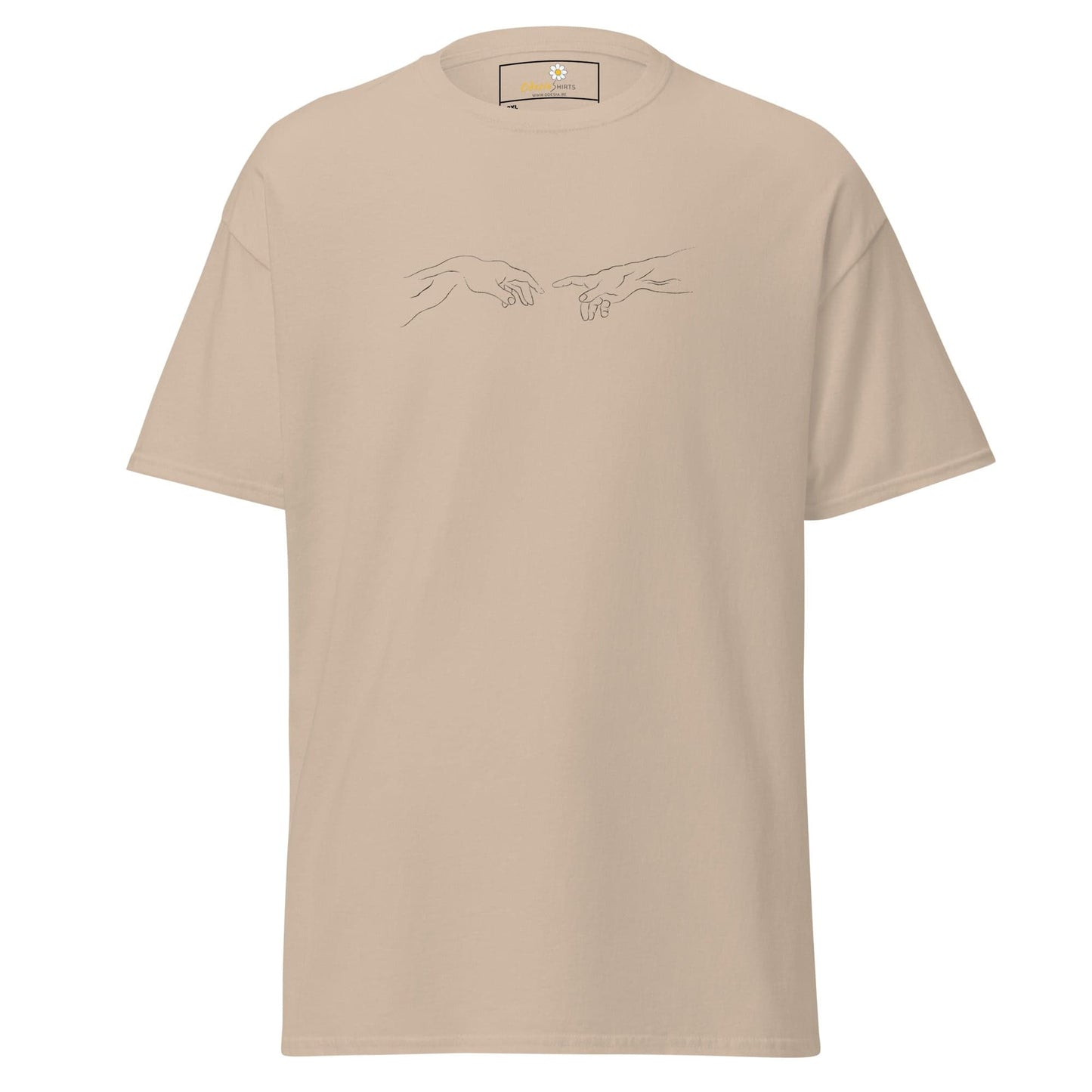 Beige T-shirt with hand design for Men and Women in sizes 2XL to 5XL