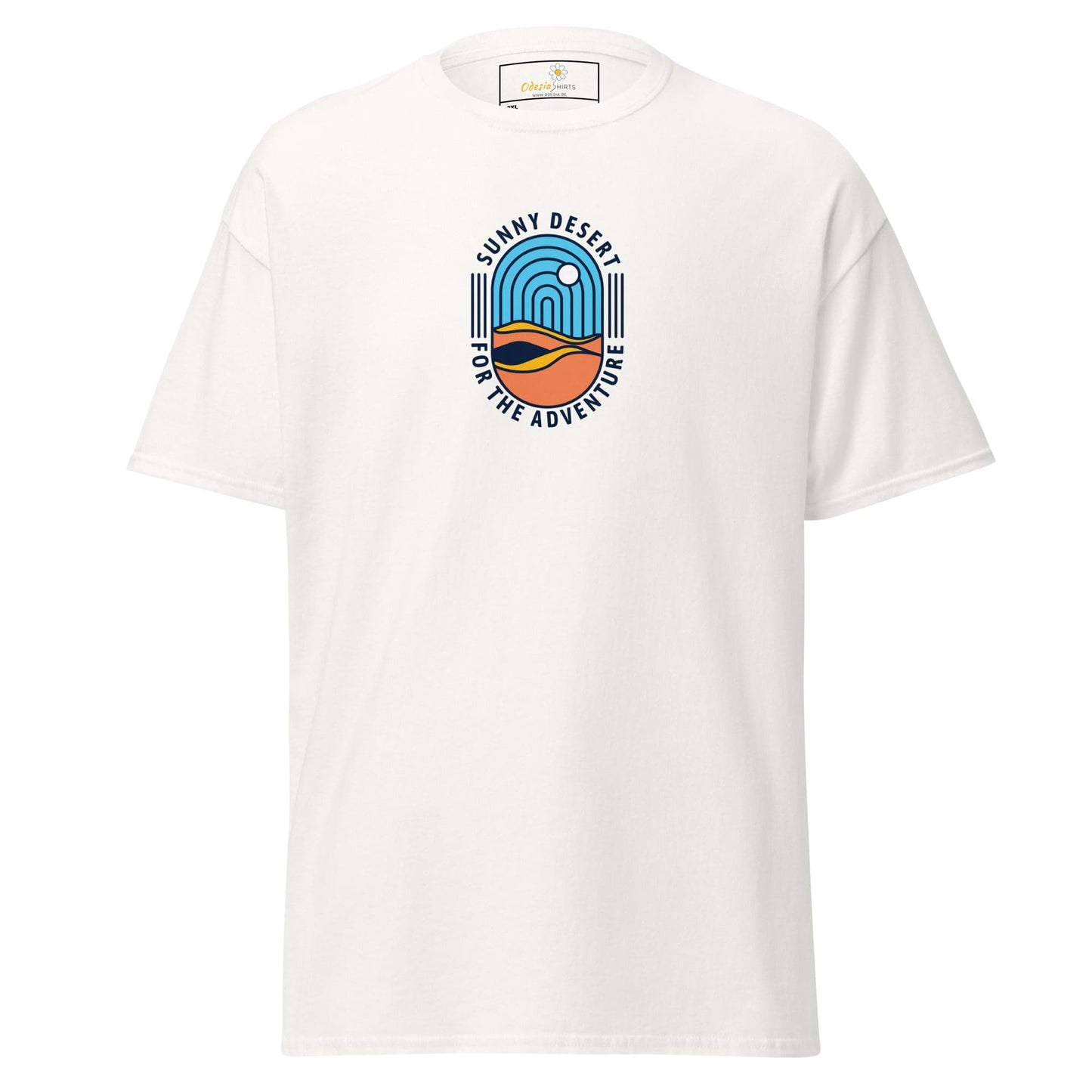 White T-shirt with desert graphic for men and women in size 2XL to 5XL